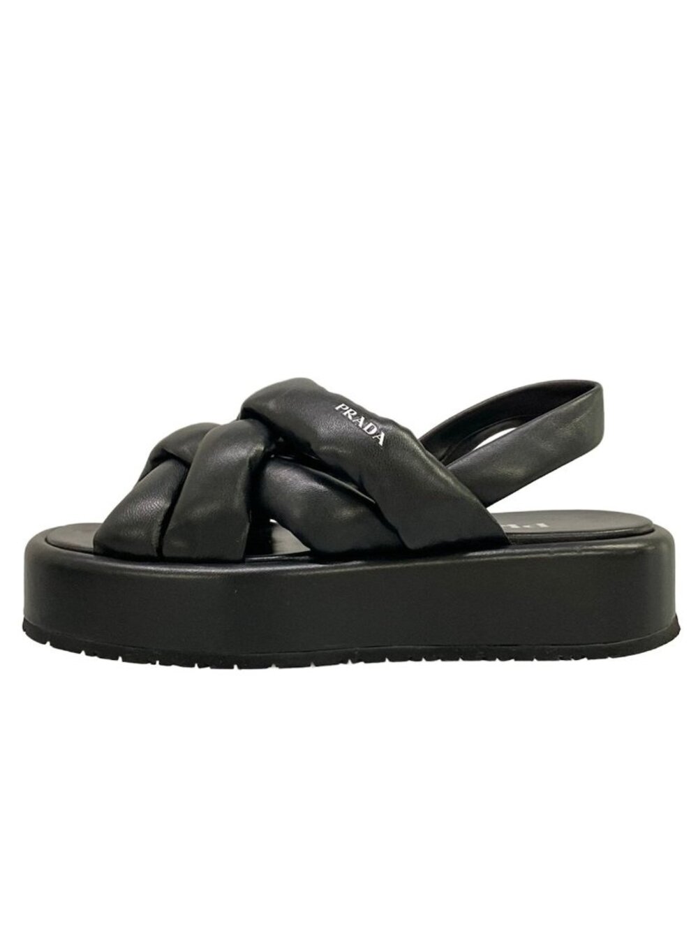 Prada Sandals Black Platform Leather